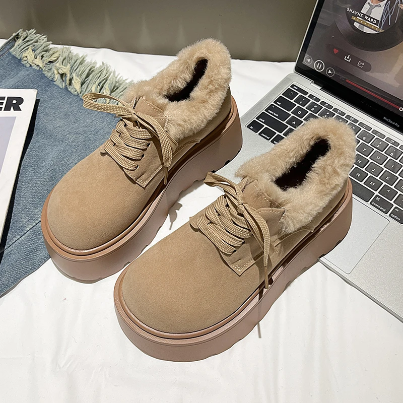 Женская обувь на платформе осенние лоферы меху сабо в стиле ретро осень-зима