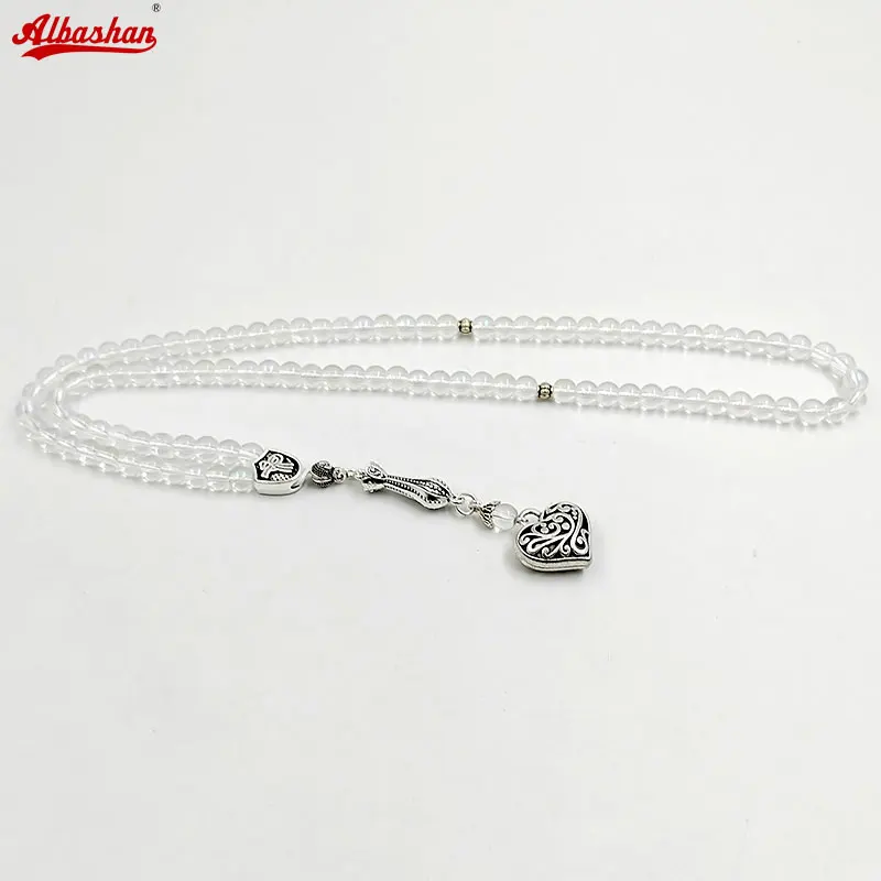 Белый кристаллический камень Tasbih 6 мм 99 молитвенные бусины мусульманский