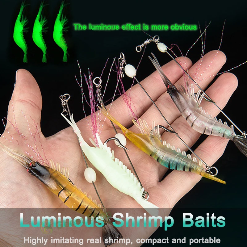 

Luya Fake Shrimp Hook 9Cm 6.8G Luminous Hook Fishing Group Luya Soft Bait