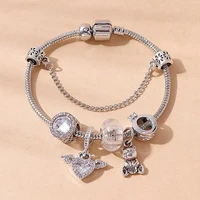 original handmade diy women bead bracelet cute bear glass rhinestone bangle bracelet bracelet small jewelry