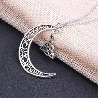 new products hot selling fashion trend jewelry supernatural necklace witch protection crescent knot amulet pendant necklace