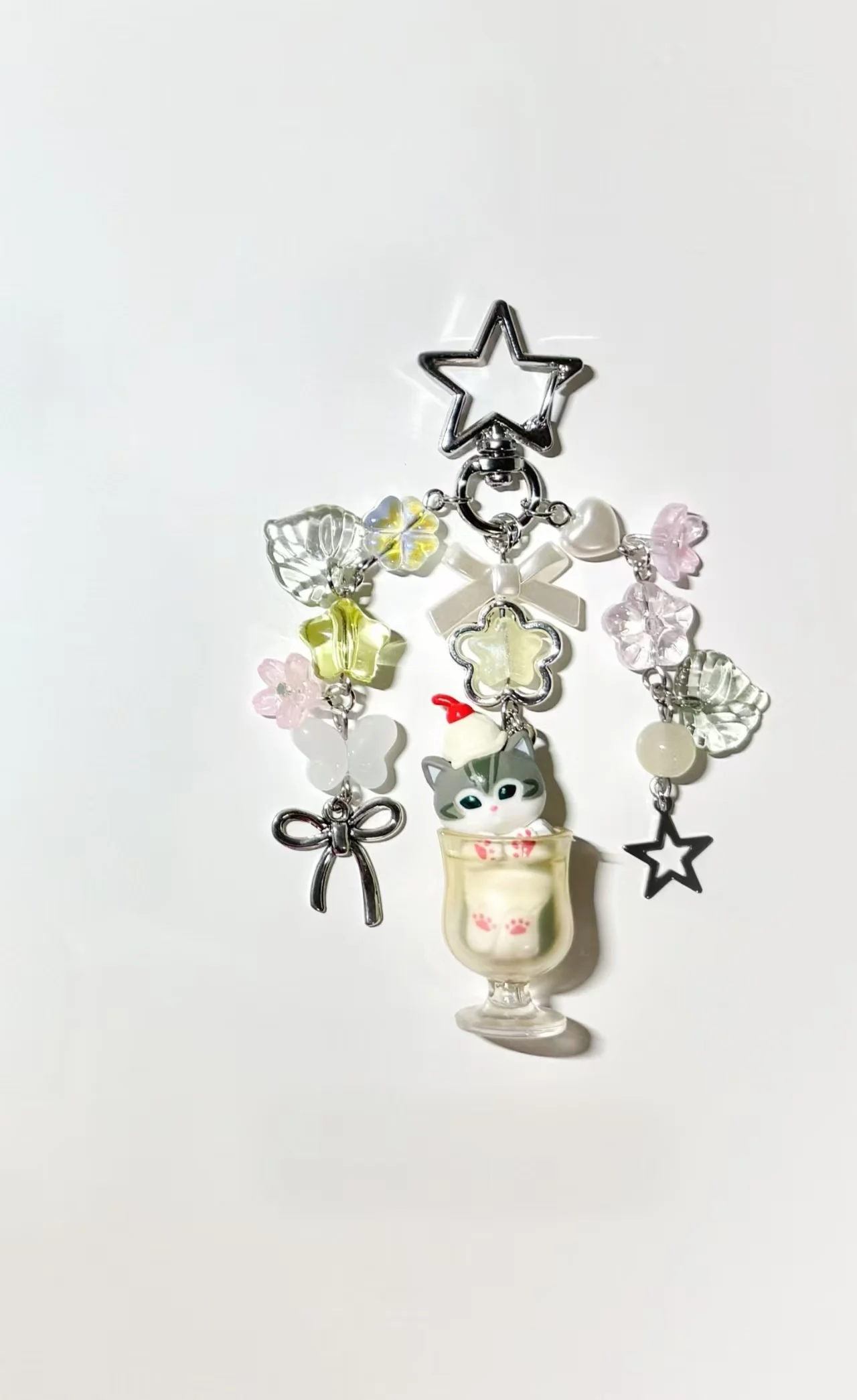 Фото Брелок-подвеска Mofusand Milk Tea Cat Cup Beaded Y2K Kawaii для сумки №4