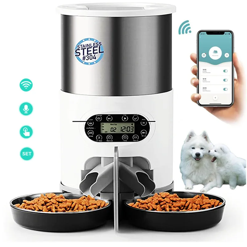 

Smart APP Pet Feeder Cat And Dog Food Dispenser Stainless Steel Bowl Medium-Sized Cats And Dogs With Recording Timing Feeding