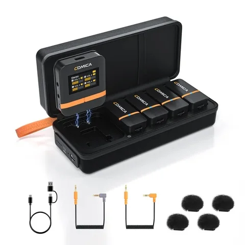 Comica Vimo Q Четырехканальный беспроводной мини-микрофон Петличный микрофон для камеры, смартфона, ПК, видеозаписи, интервью