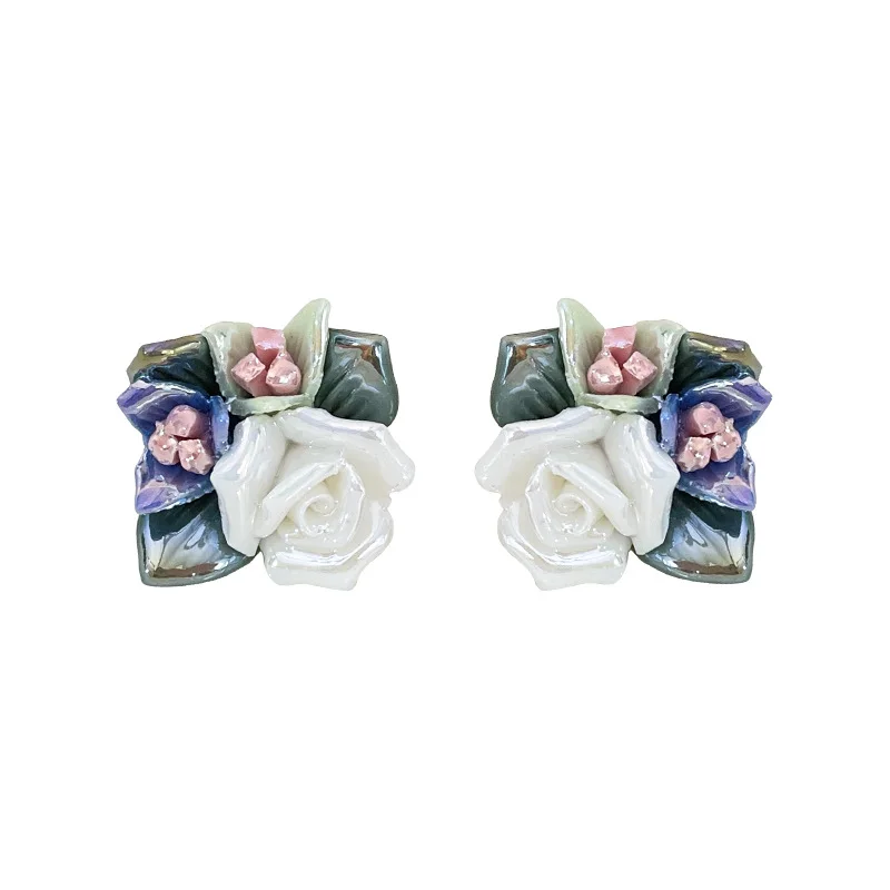 Fashion Colorful Plant Earrings Ceramic material non-allergic Earrings Birthday Gift For Women's Fine Accessories Free Shipping
