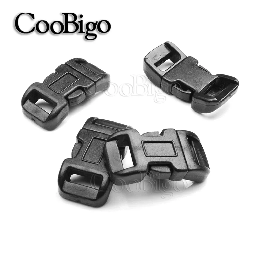 

10pcs Curved Side Release Buckles Plastic Bracelet Webbing Clasp Paracord Backpack Belt Dog Collar DIY Craft Accessories Black