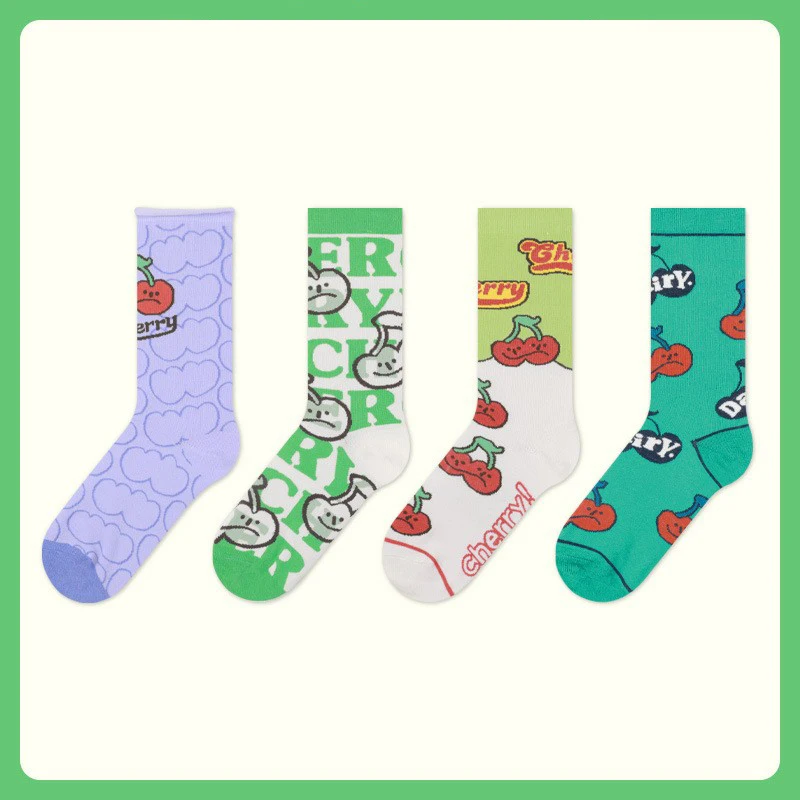 5 pairs of quality women's socks Women's socks Cherry Manor series socks personality socks life leisure socks
