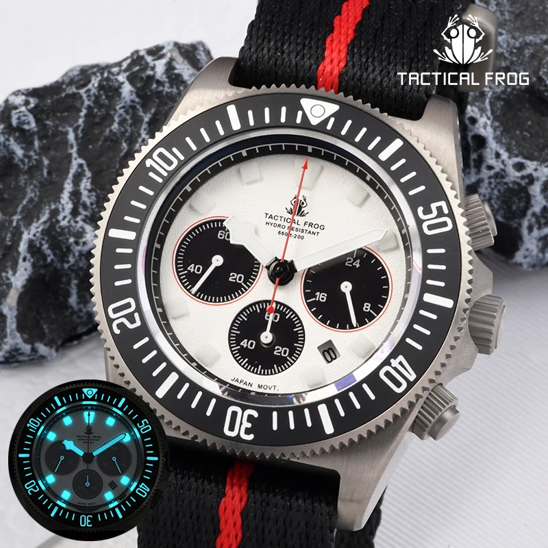 Фото Тактические часы Tactical Frog WATCH VS75 SOLAR с титановым корпусом, светящимся циферблатом BGW-9, водонепроницаемостью 20 бар, для дайвинга, с сапфировым стеклом. №2