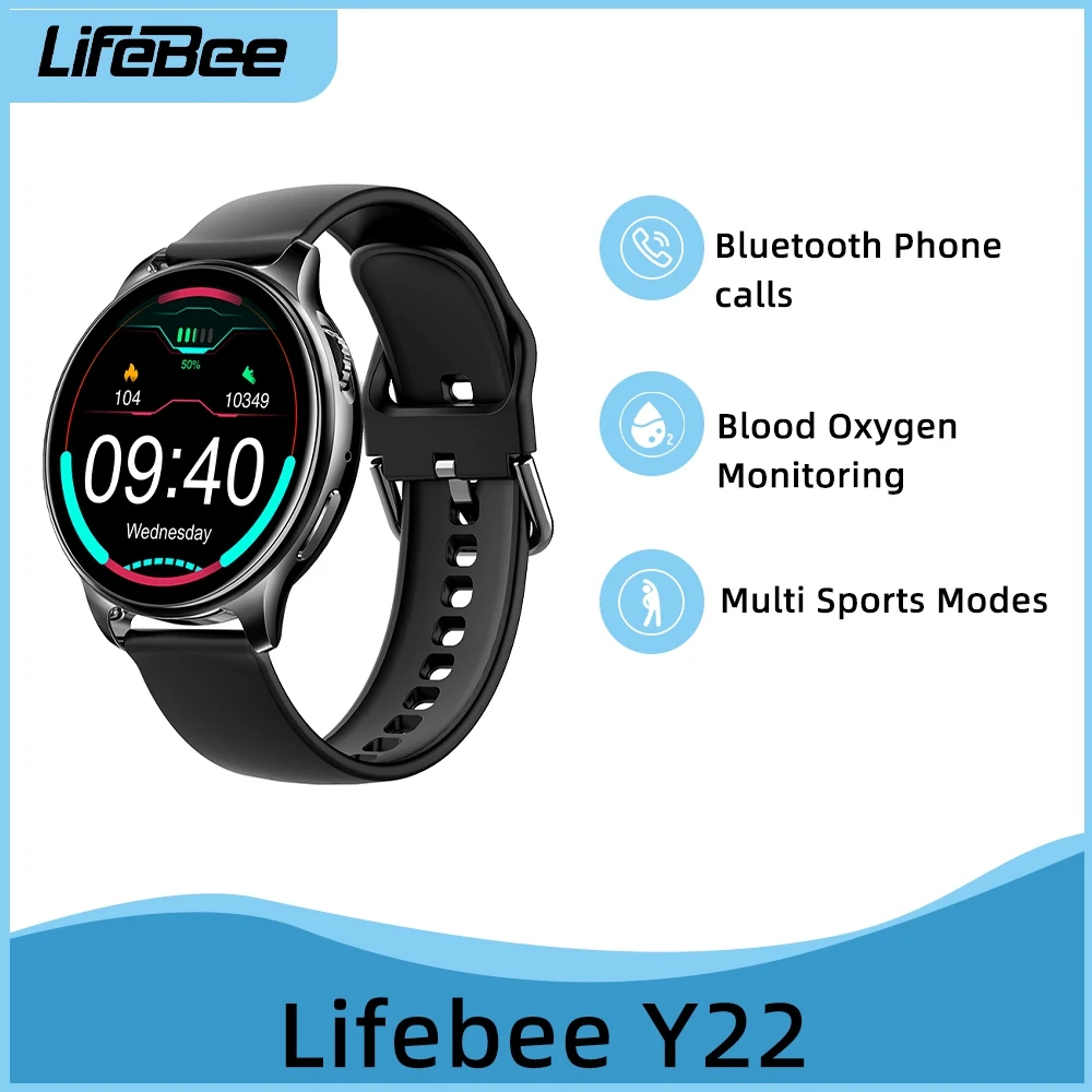 

Умные часы LIFEBEE Y22 с Bluetooth, фитнес-трекером, цветным TFT экраном 1,32 дюйма, монитором сна, Пульсометром