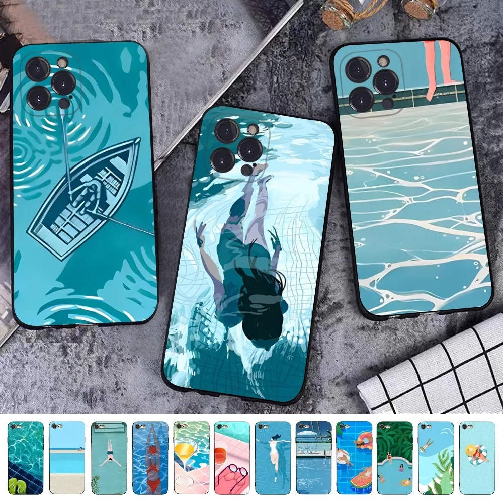 Абстрактный скандинавский чехол для бассейна с рисунком раньше для iPhone14 11 12 13 Mini Pro XS Max Cover6 7 8 Plus X XR SE 2020