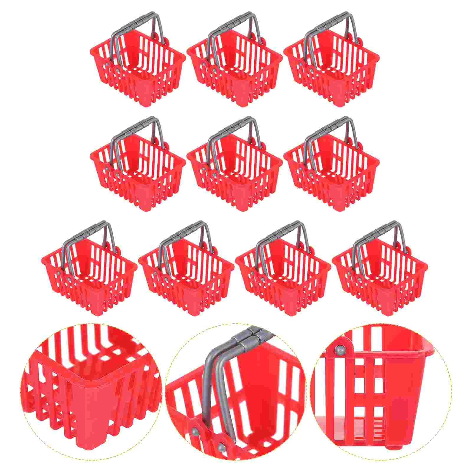 

Basket Shopping Mini Kids Toy Basketsgrocery Cart Playstoragehousewith Pretend Model Miniature Decor Ornament Tiny Toys Handle