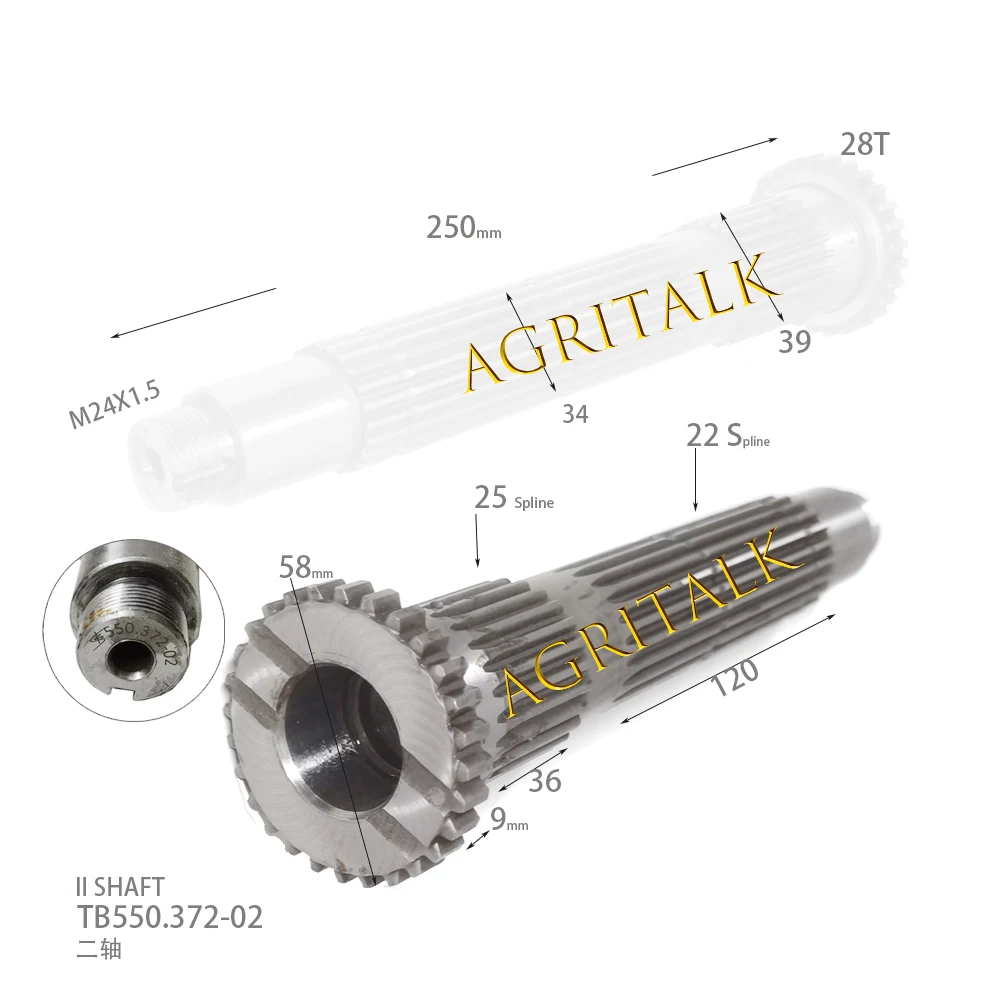 TB550.372-02, II вал для трактора Foton Lovol TB504