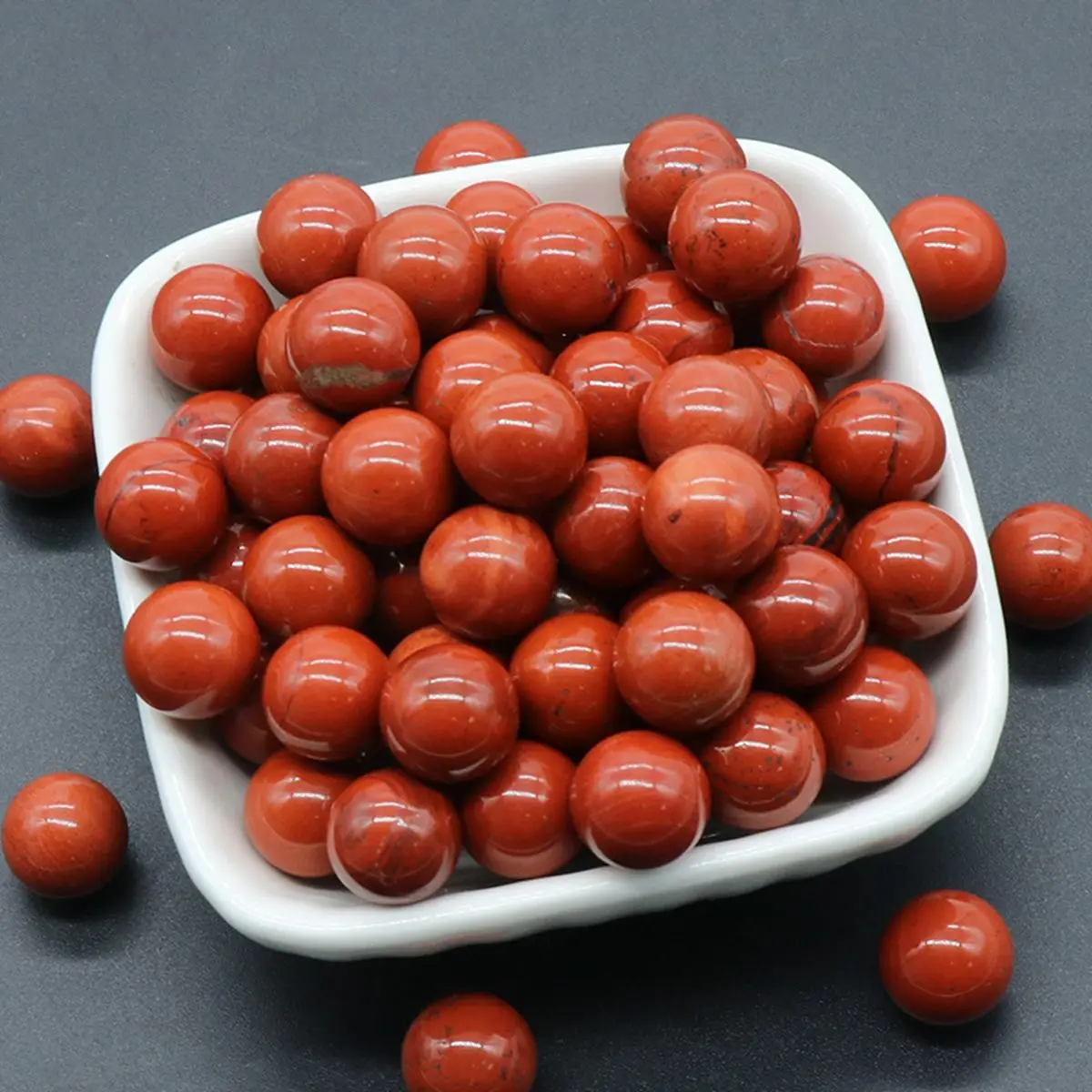 

5PCS 12MM Red Jasper Round Beads for DIY Making Jewelry NO-Drilled Hole Healing Energy Natural Cute Stone Crystal Sphere Balls