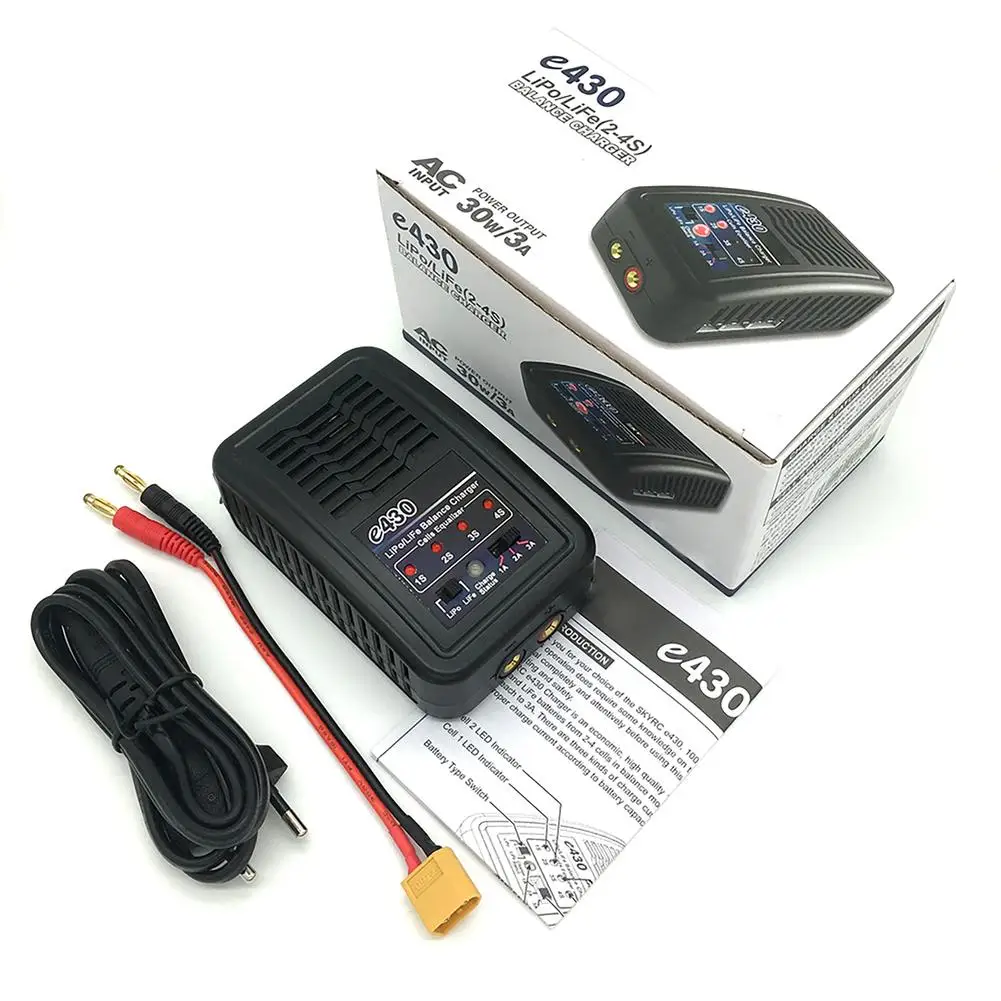 SKYRC E430 Balance Charger 2-4 Cells Max Power 30W 1A/2A/3A 100-240V AC Battery Charging For LiPo/LiFe Battery