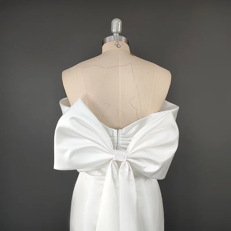 11755 # Простое атласное платье русалки цвета слоновой кости по индивидуальному