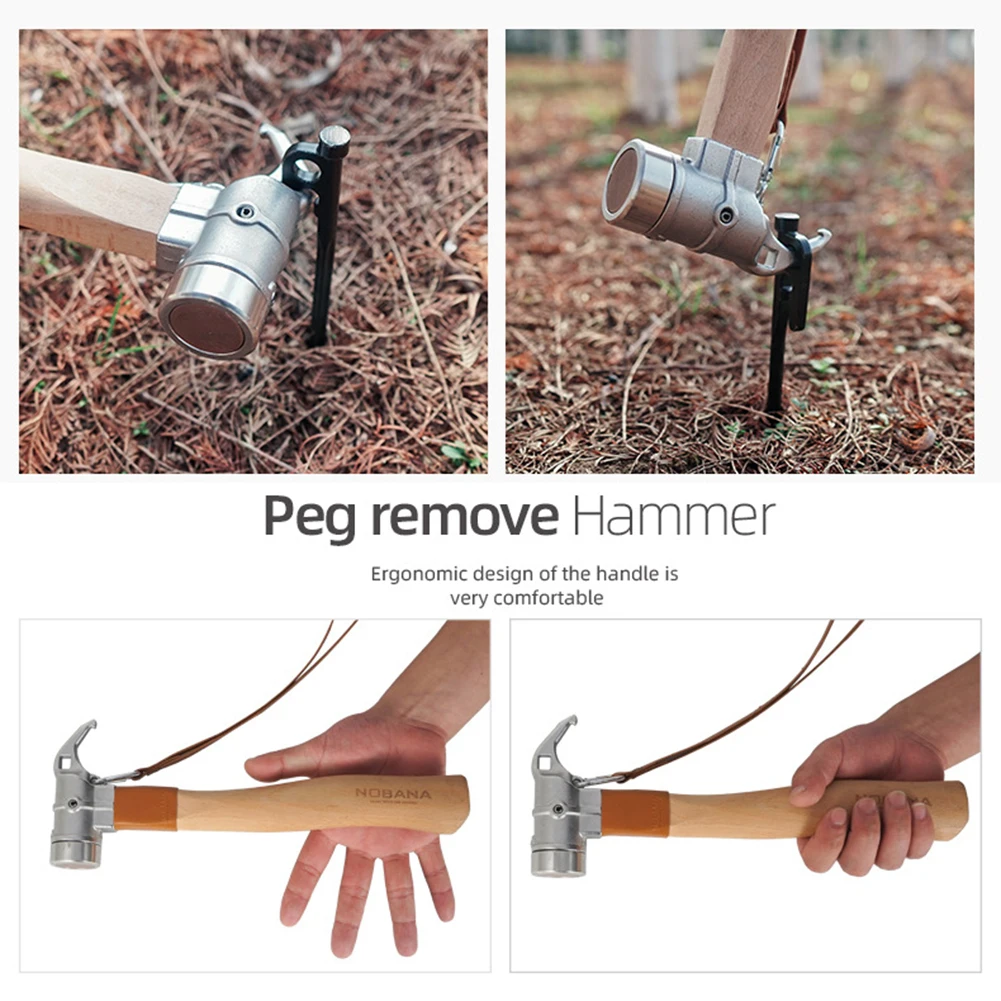 

Brand New Camping Hammer Nail Puller Silver+wood Stainless Tent Peg Hammer