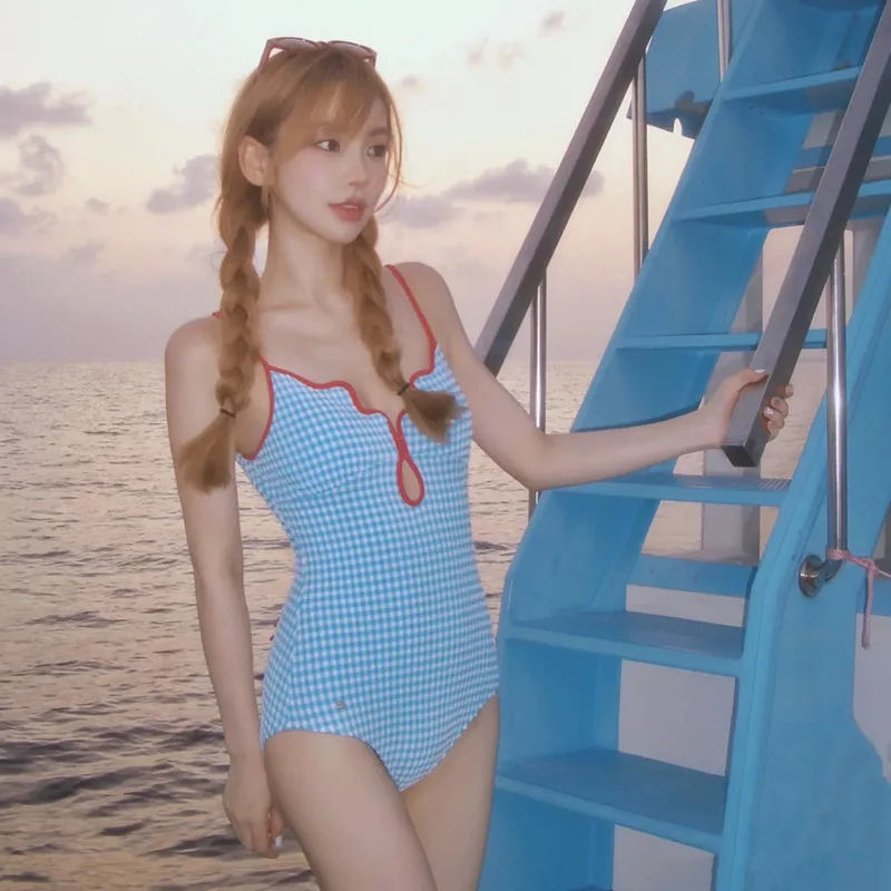 Новый японский слитный купальник Kawaii для женщин школьников Sukumizu бандажные Синие