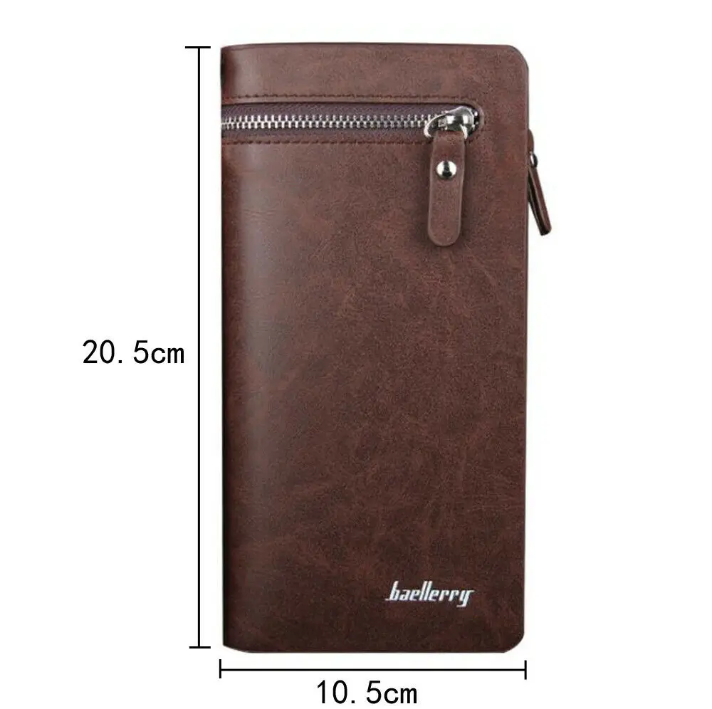 Мужской бумажник длинный клатч на молнии Классический роскошный складной для ID