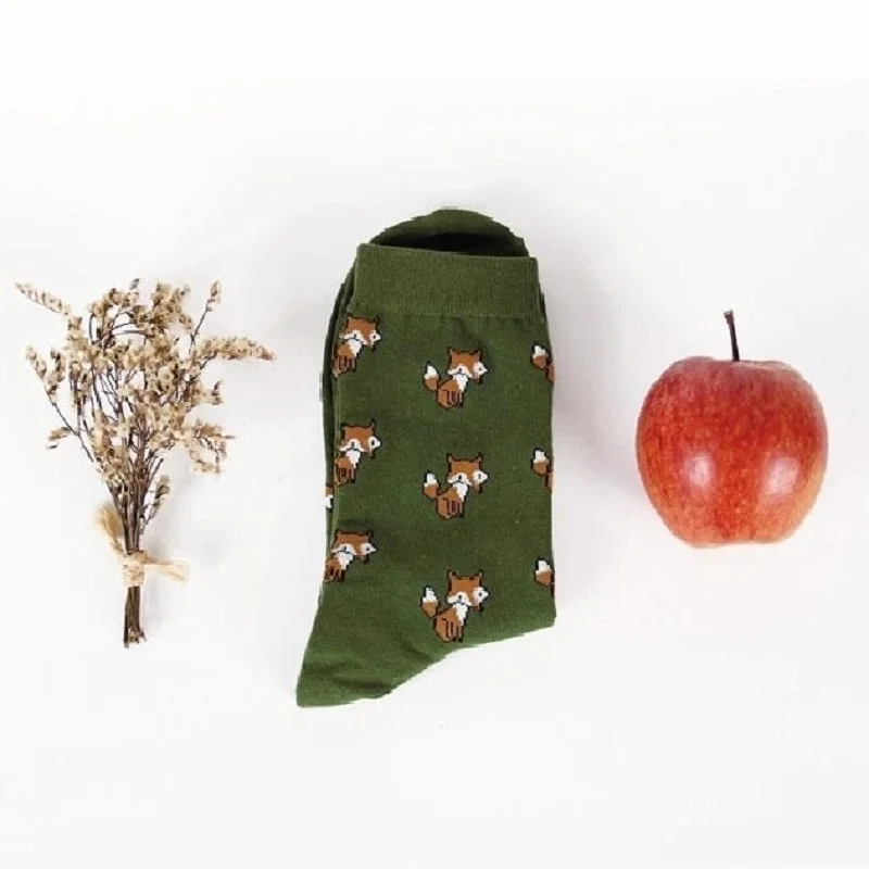 

Мультяшные весенне-осенние Хлопковые вязаные милые маленькие необычные мужские женские носки для девочек с изображением дикой лисы модные носки для женщин