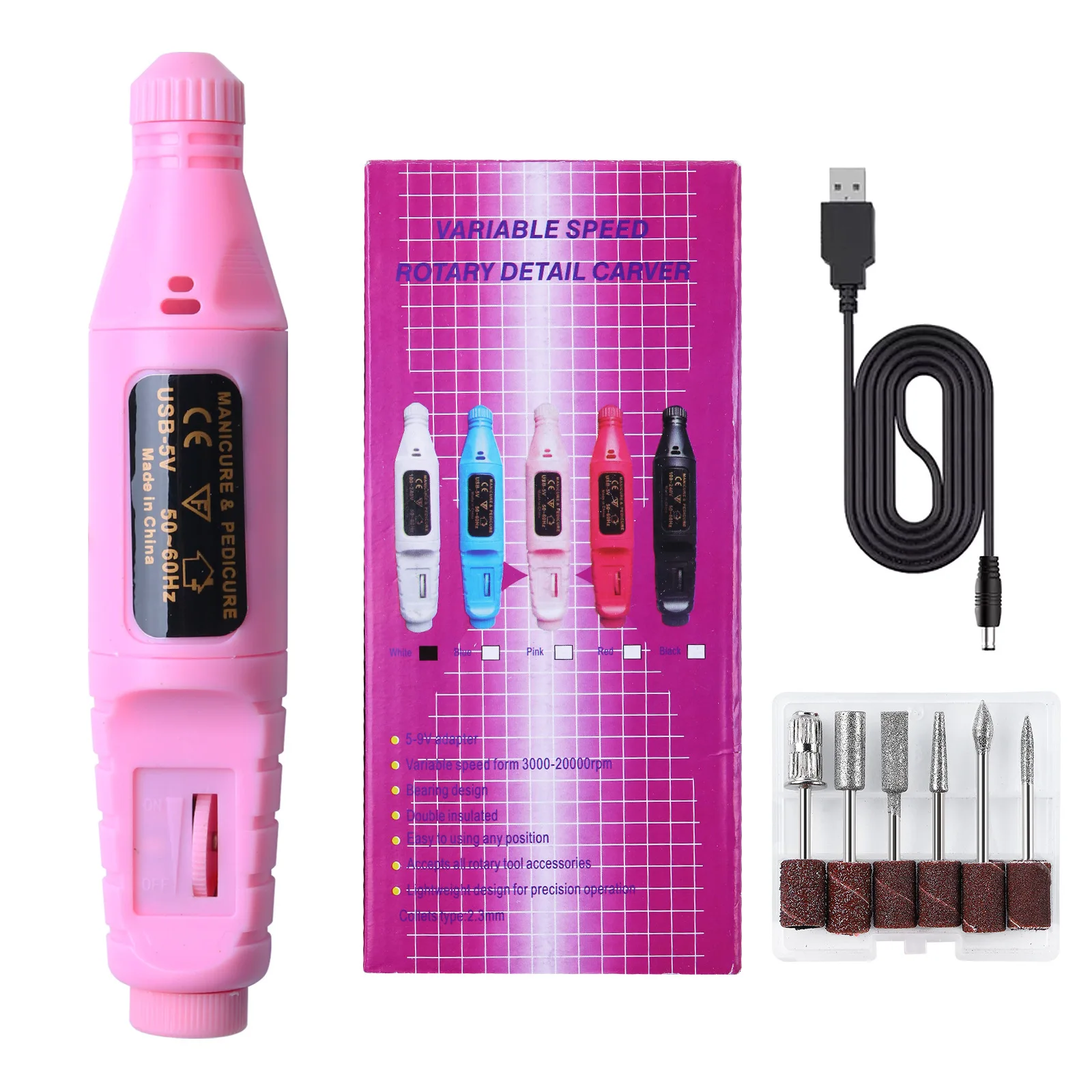 

Nail Drill Portable Electric Gel Removing for Milling Cutters Manicure and Pedicure Manicure Trainer Polisher Tool Safe Nail Bit