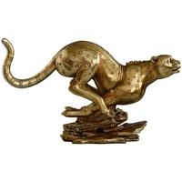 golden cheetah statue 25 30 37 47 60 cm animal crafts panther leopard sculpture home office table desktop decor ornaments gifts