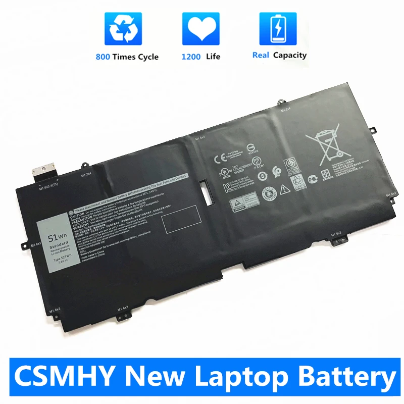 

Новый аккумулятор CSMHY 7,6 В 51Wh 52TWH для ноутбука Dell XPS 13 7390 9310 2 в 1 P103G P103G001 P103G002 XX3T7