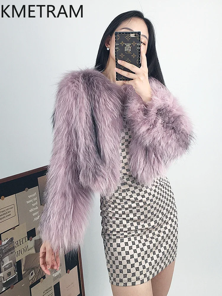 Женская шуба из натурального лисьего меха роскошная короткая меховая куртка 2024