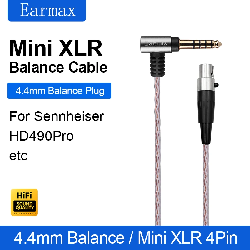 Earmax для Sennheiser HD490 Pro Plus, сменный 4,4 мм однокристальный медный Балансирующий провод Jinbao, четырехъядерный обновленный кабель (art.: 3920c8a8ff727) - 3920c8a8ff727