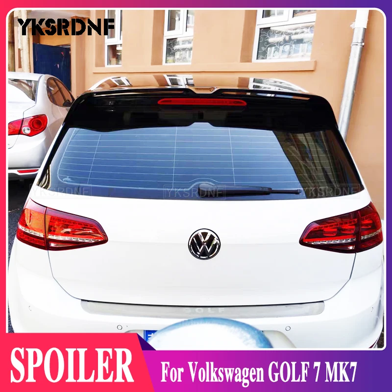 

Для Volkswagen Golf 7 MK7 R-Line GTI 2014-2018 спойлер черный цвет декоративный узор заднее крыло