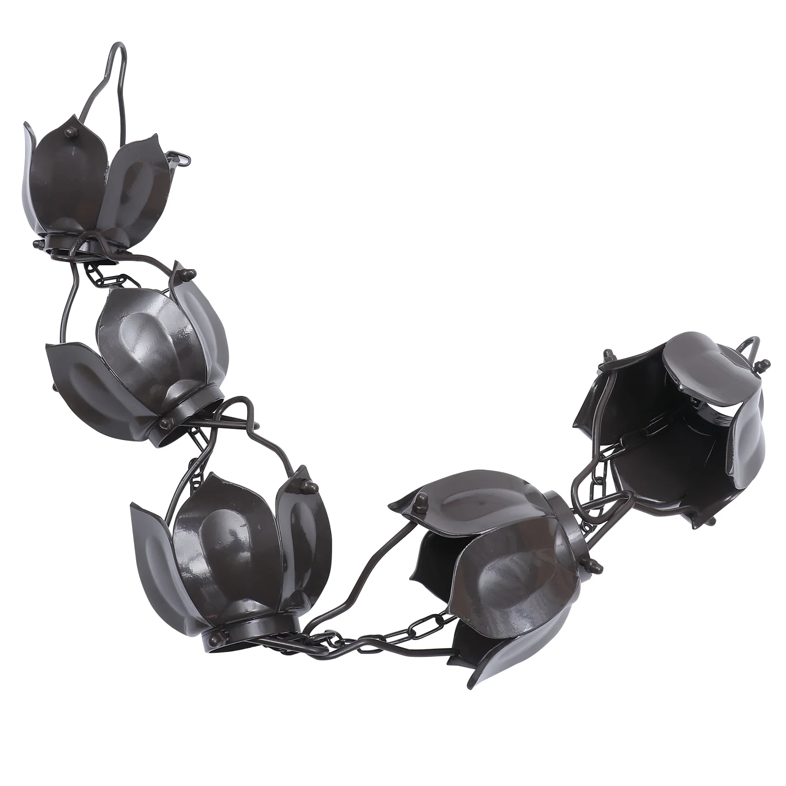 

2pcs 1m Rain Chain Bell 5 Lotus Cups Japanese Style Chain for Gutter Downspout