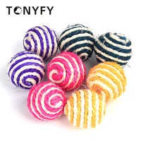 5pcs cat pet sisal rope weave ball teaser play chewing rattle scratch catch toy interactive scratch chew toy for pet cat dog