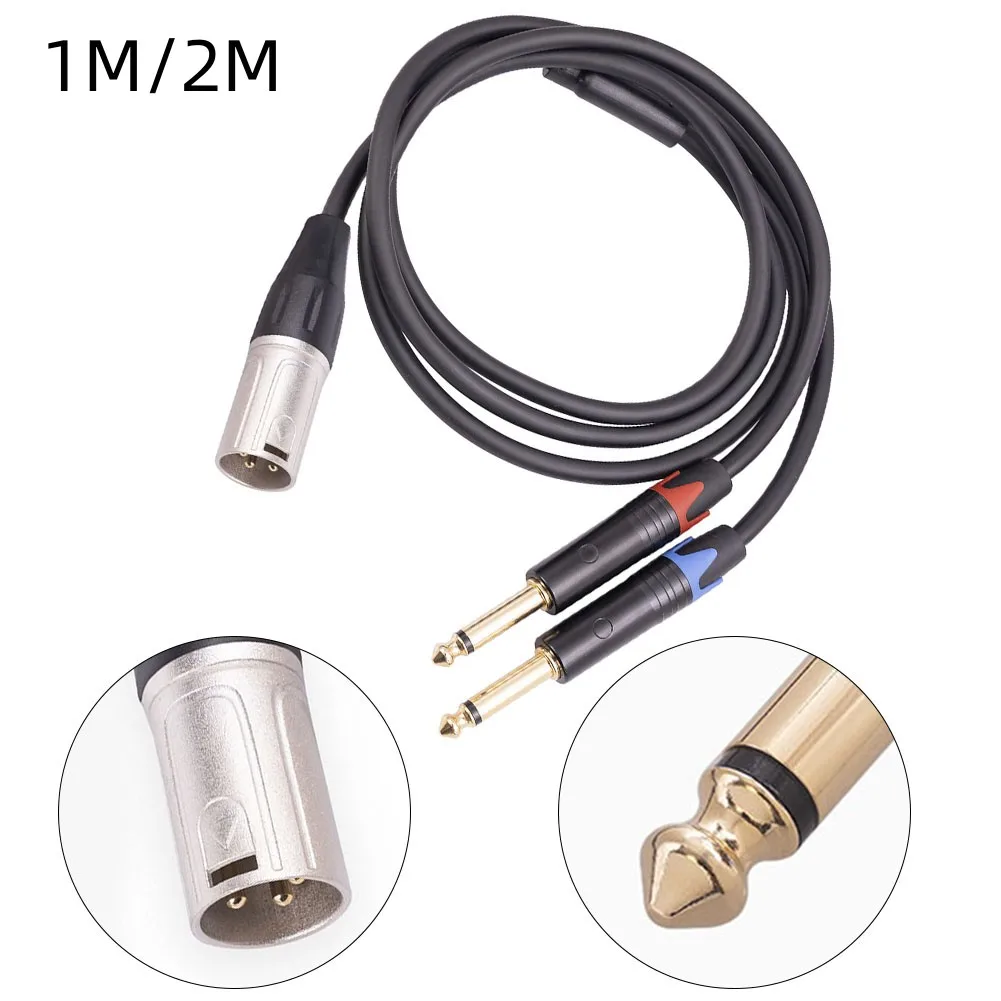 

6.35mm Dual 1/4 Inch To XLR Male Y Cable Microphone Audio Converter Adapter 22AWG 4N Oxygen Free Copper Musical Instruments