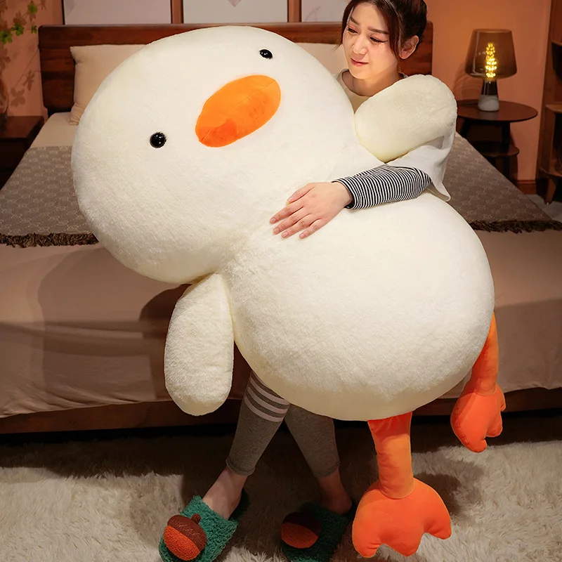 Giant Princess Duck Plushie Soft Sleeping Duck Orange Sleepy Head White Duck Hug Pillow Cushion For Kids Birthday Gift