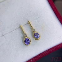 fashionable earrings for female japanese and korean inlaid with colored gems sterling silver fashion earrings tanzanite