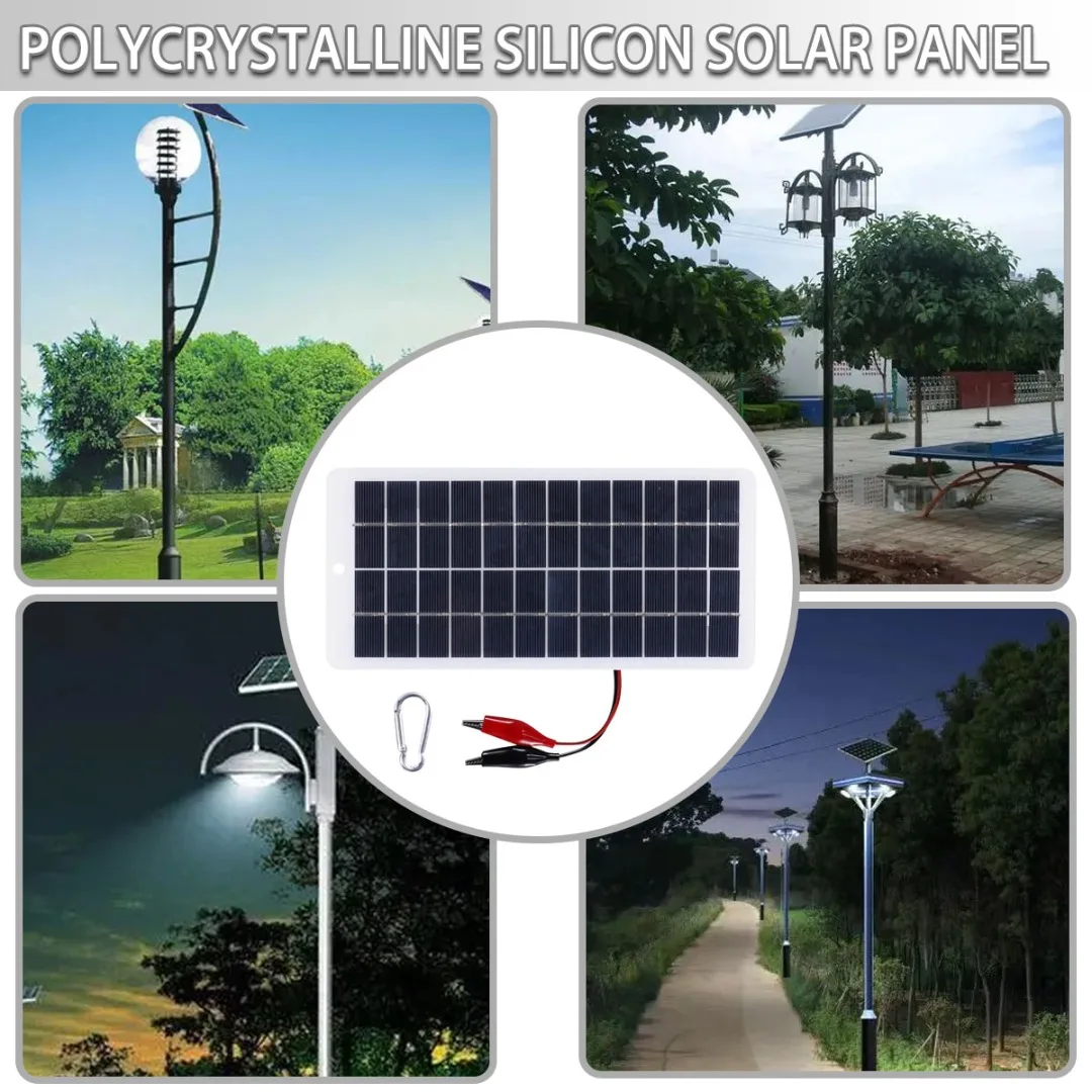 

Mayitr 1pc 5W 12V Polysilicon Solar Panel Portable Outdoor Emergency Power Charger For Lights Electric Fans Pumps Solar Systems