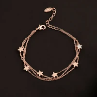 sinleery charm star 3 layer chain bracelets for women bangle rose gold color sweety jewelry for women girl pulseras zd1 ssb