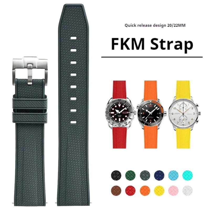 Фото Ремешок из фторкаучука FKM для Omega X Swatch MoonSwatch 20 мм 22 мм, быстросъемная пряжка из нержавеющей стали, ремешок для часов Blancpain №1