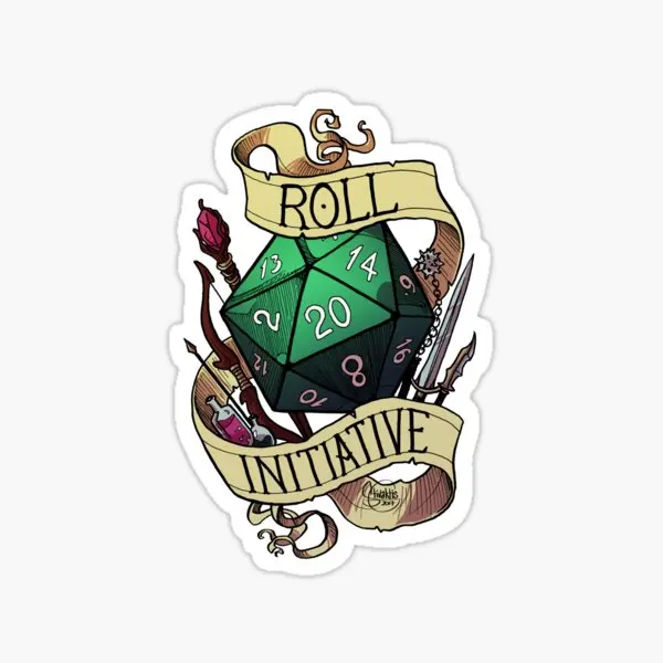 

Roll Initiative 5PCS Stickers for Decorations Living Room Room Print Window Water Bottles Home Art Laptop Wall Anime Cute Car