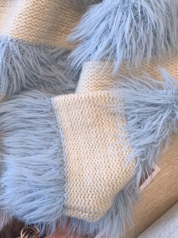 Высококачественный лоскутный мохеровый свитер верхняя одежда женский