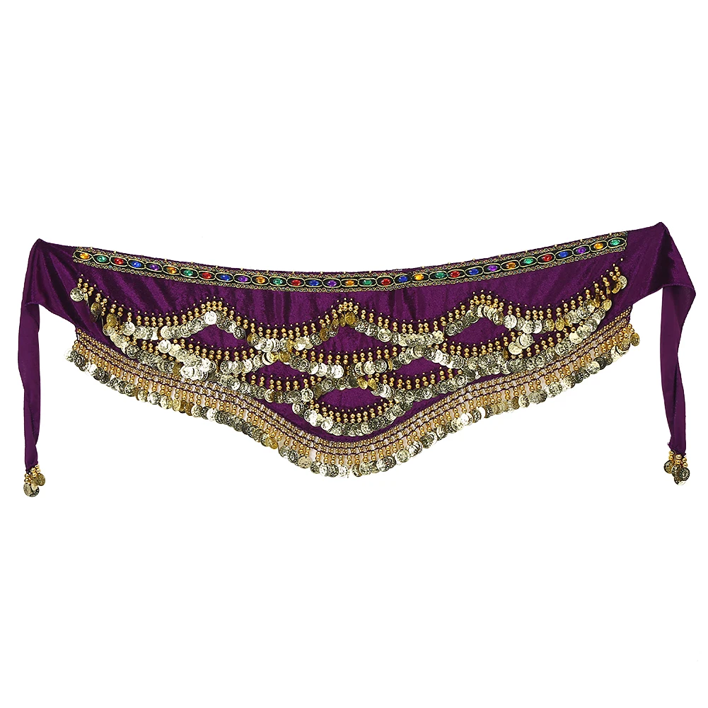 

Belly Dancing Hip Scarf Wrap Skirt Waist Belt with Artificial Coin Tassel Dark Purple Belly Dancing Hip Scarf Belly Dancing