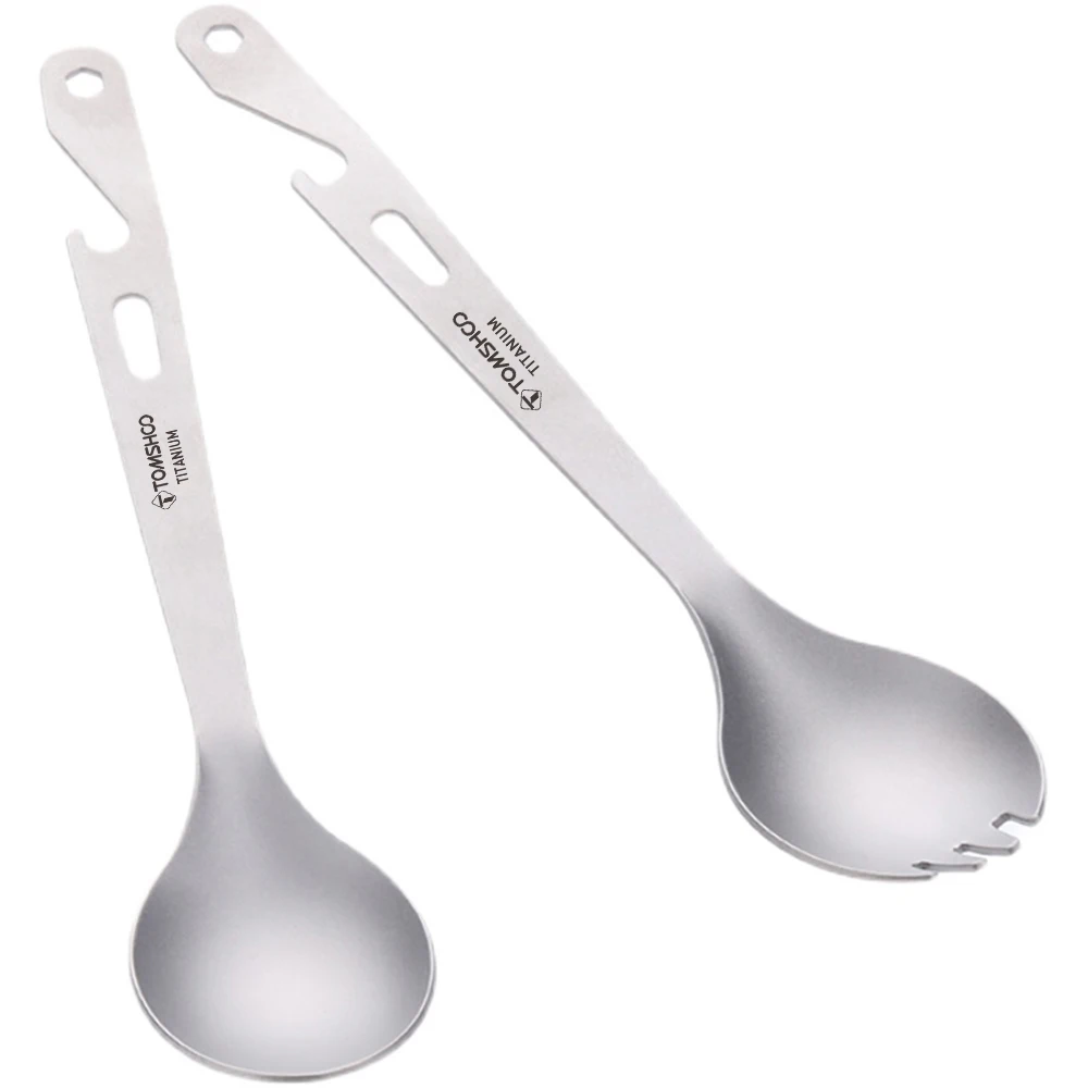 

Вилка-ложка TOMSHOO 4 в 1, столовые приборы из титана с ложкой, портативные столовые приборы для отдыха на открытом воздухе