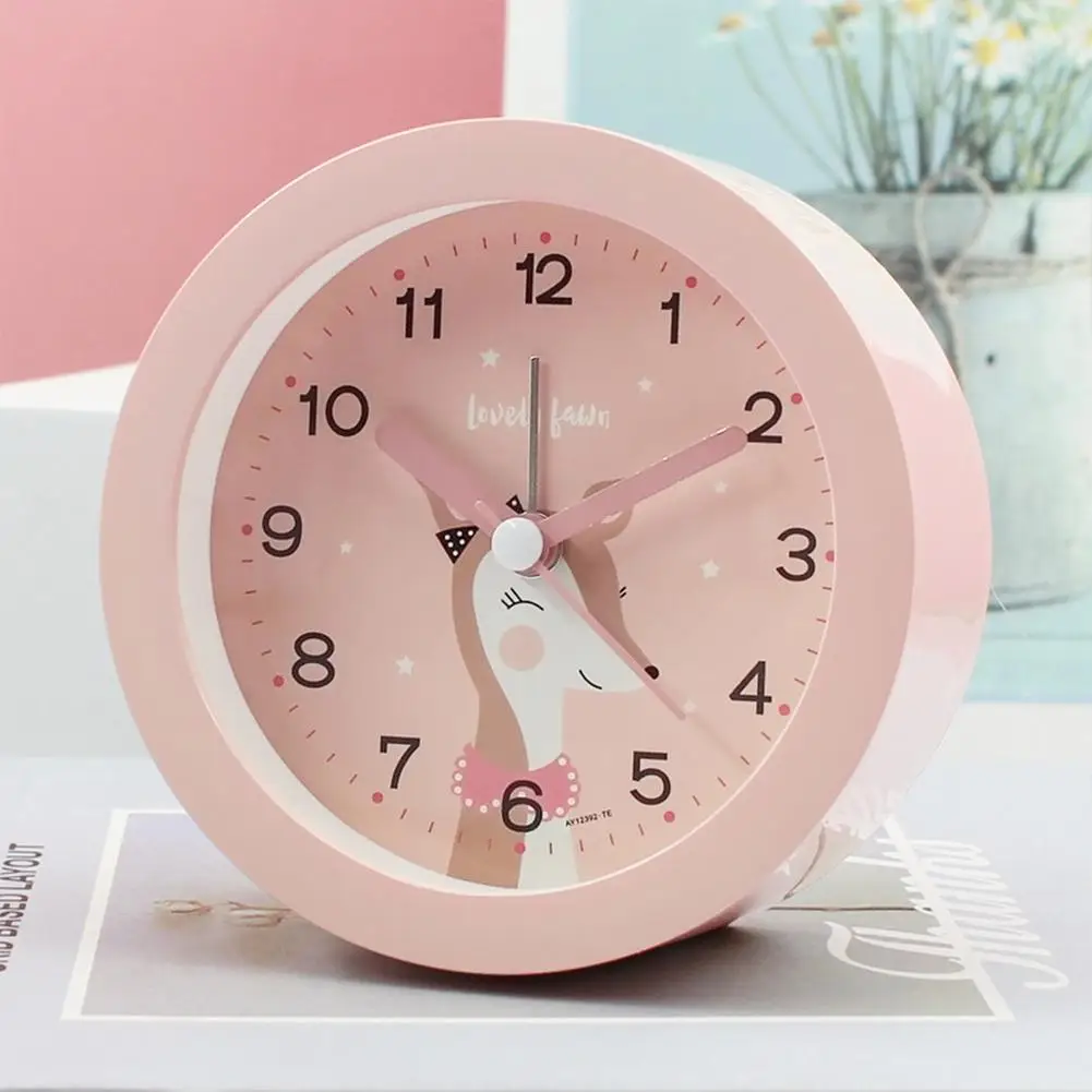 Portable Bedside Ultra-quiet Sweeping Soft Warm-light Night Lamp Small Table Clock