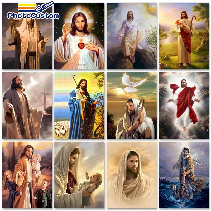 

Acrylic Paints Religion Frameless 20x30cm Draw Decor Pictures God By Numbers Painting for Adults Home Decoration Unique Gift