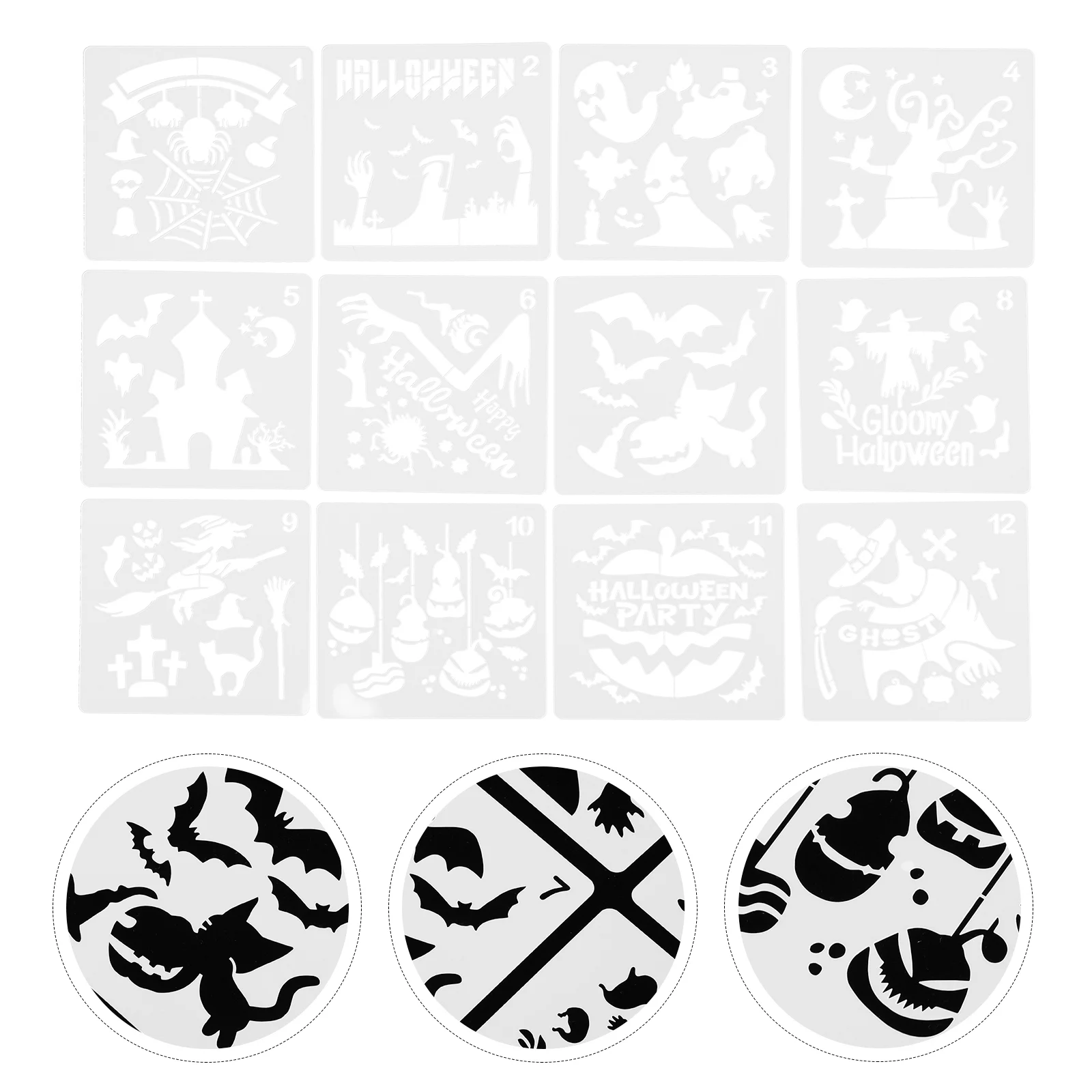 

12 Sheets of Decorative Stencils Reusable Printing Stencils Wear-resistant Drawing Stencils