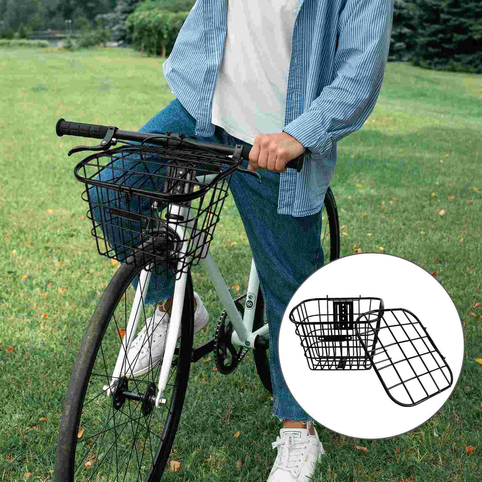 

Basket Bike Front Rack Wire Handlebar Metal Kids Electric Cargo Vehicle Storage Handles Parts Mesh Car Accessory Waterproof