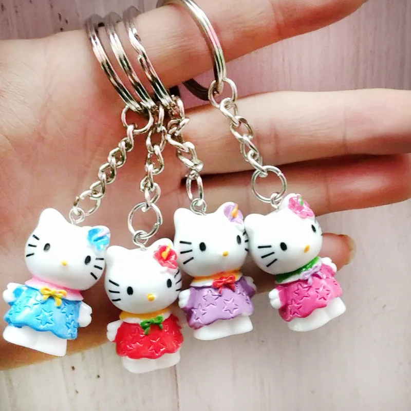 

Hellokitty Keychain Cartoon Sticker Diamond Cat Key Ring Bag Charm Anime Around