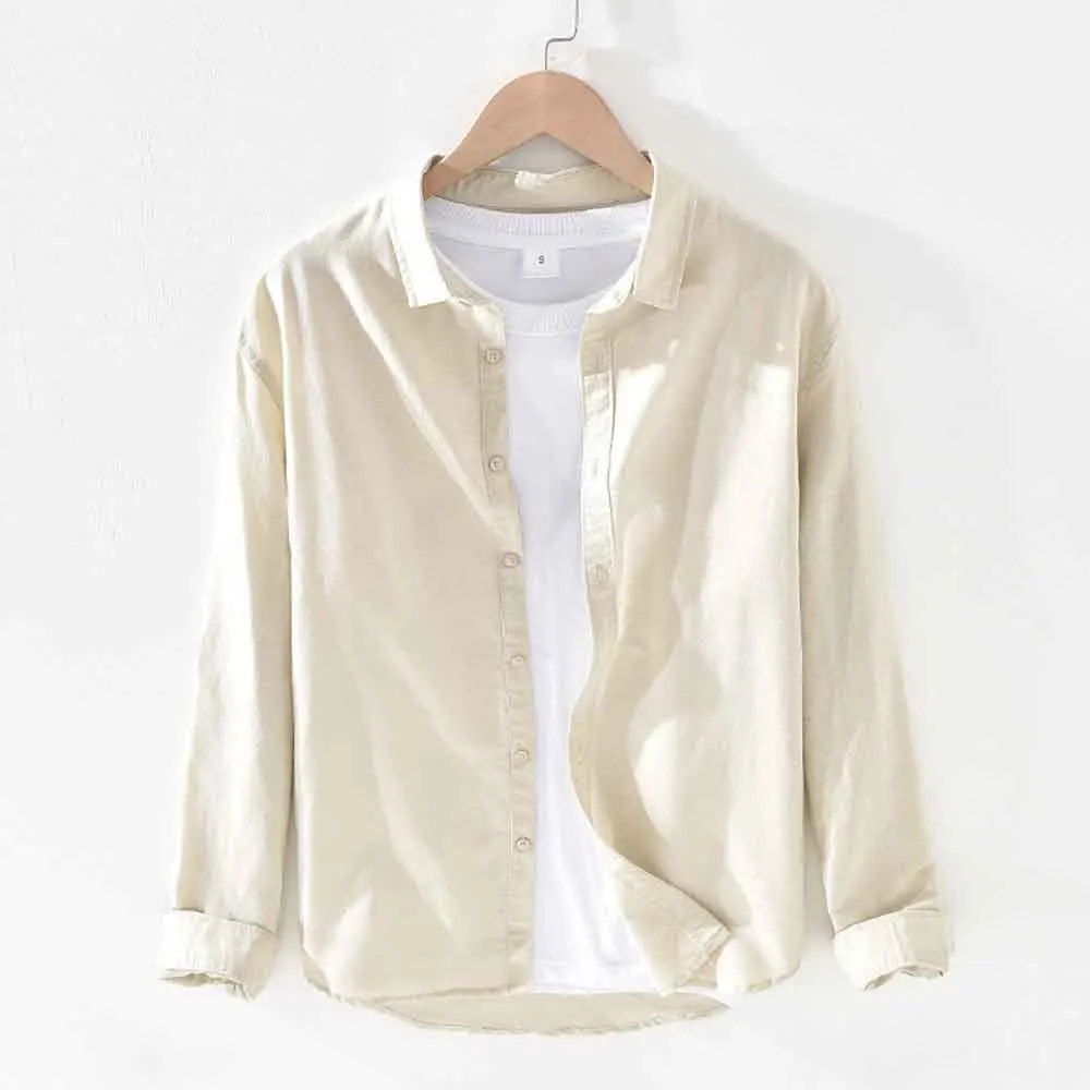Shirts Men's Shirts Club Casual Blouse Tops Solid Color Shirts Men Cotton Line Shirt Simple Basic Camisa Male