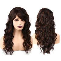 amir symthetic long water wave wigs with bangs for women afro curly wig heat resistant hair natural looking wig