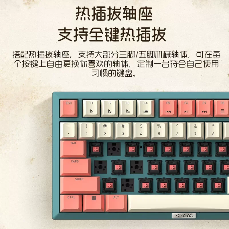 Фото Беспроводная механическая клавиатура CHERRY KW300 с низкопрофильными переключателями для офиса, бесшумная игровая клавиатура для компьютера с 81 клавишей №4