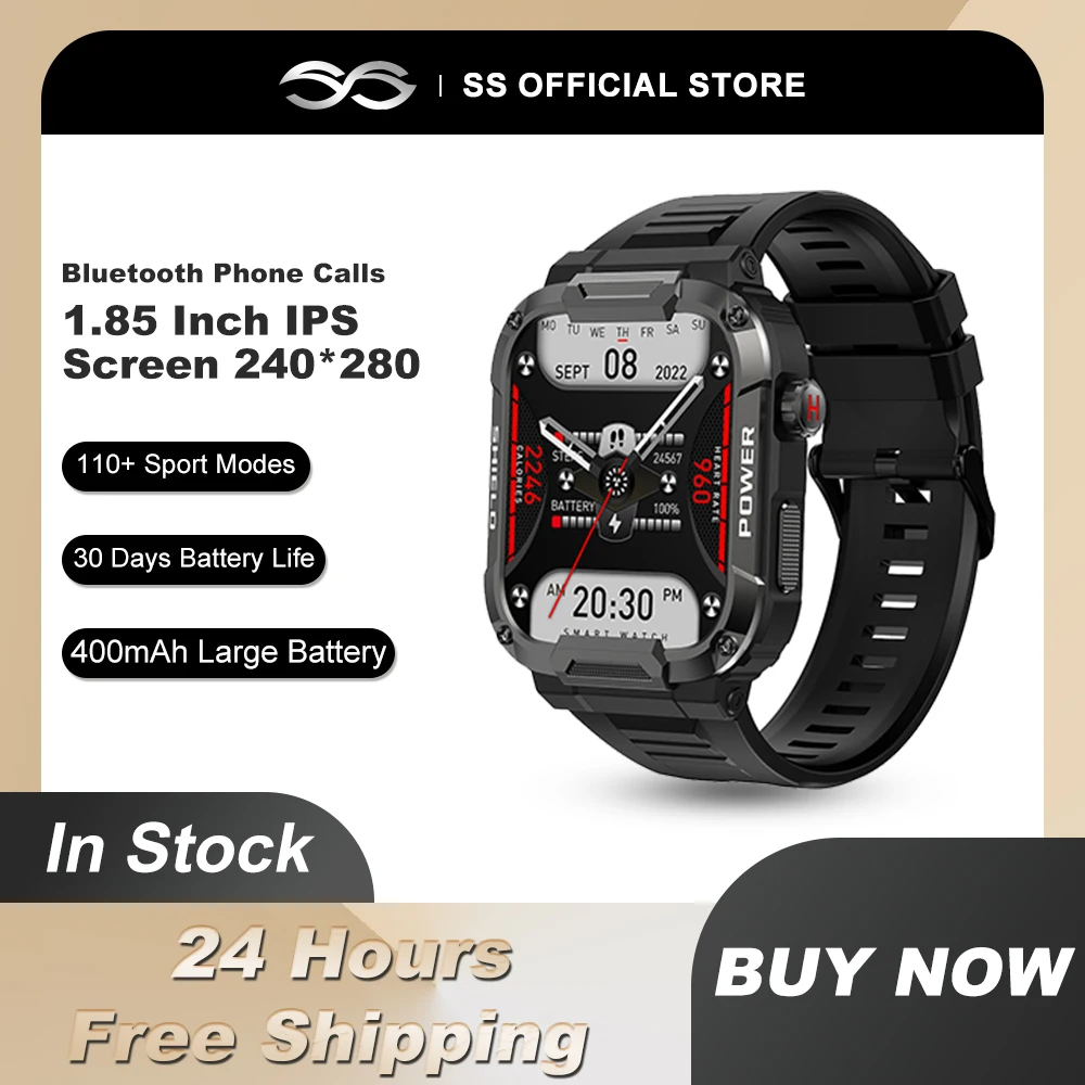 

MK66 Rugged Military Smart Watch Men for Android IOS Fitness Watches IP68 Waterproof 1.85'' IPS Bluetooth Call Smartwatch 2023